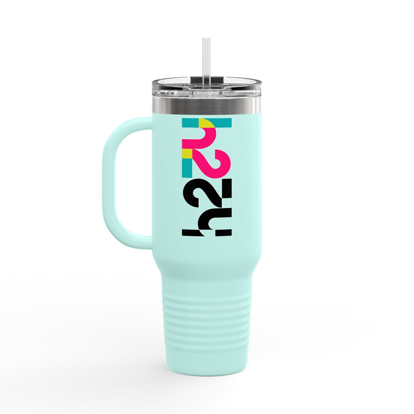 40oz Insulated Travel Mug — Colorful H2 Vertical Logo Tumbler