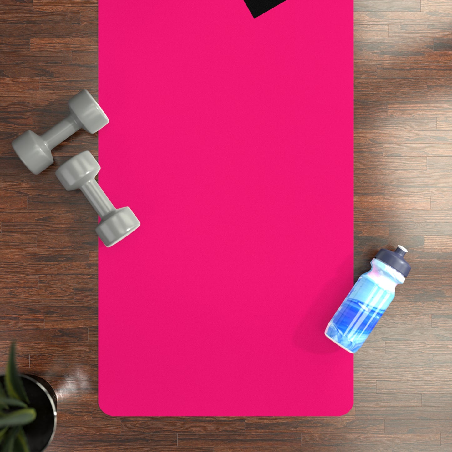 Hot Pink Rubber Yoga Mat — Bold Number Graphic, Non‑Slip Exercise Mat