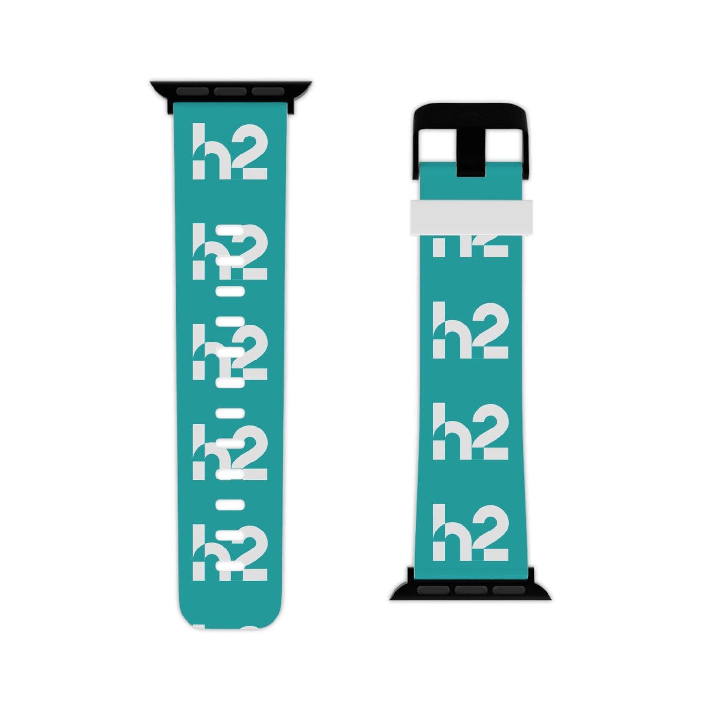 Teal H2 Pattern Apple Watch Band — Modern Water-Themed Silicone Strap