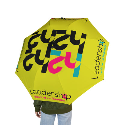 Leadership Branded Foldable Umbrella — "Leadership" Yellow Semi‑Automatic Travel Umbrella