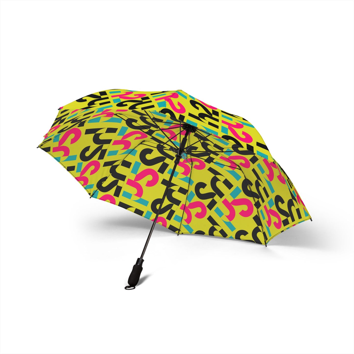 Foldable Umbrella — Bright Retro Typographic Pattern, Compact Semi-Automatic Travel Umbrella