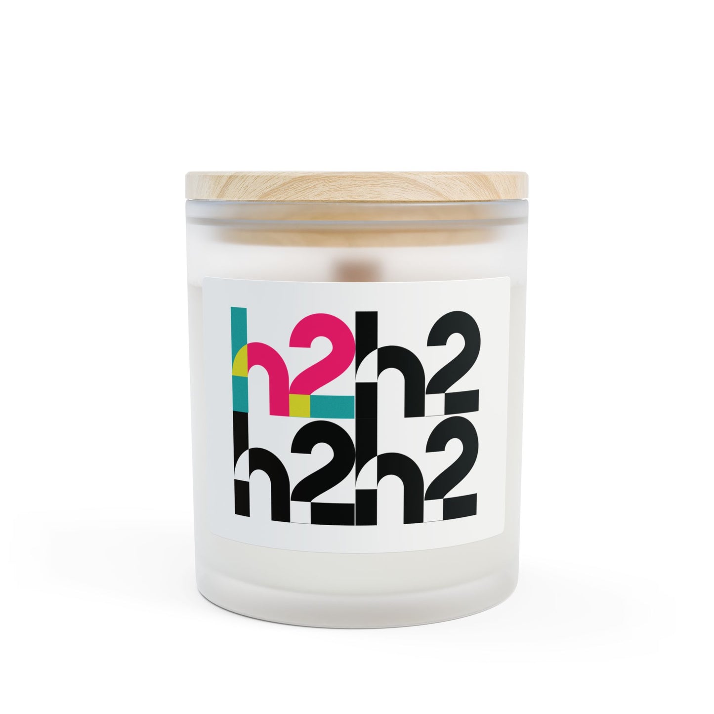 Frosted Glass Candle — Modern H2 Pattern Scented Candle (11 oz)