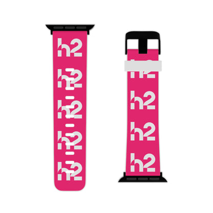 Bold Pink 'h2' Graphic Apple Watch Band — Patterned Silicone Replacement