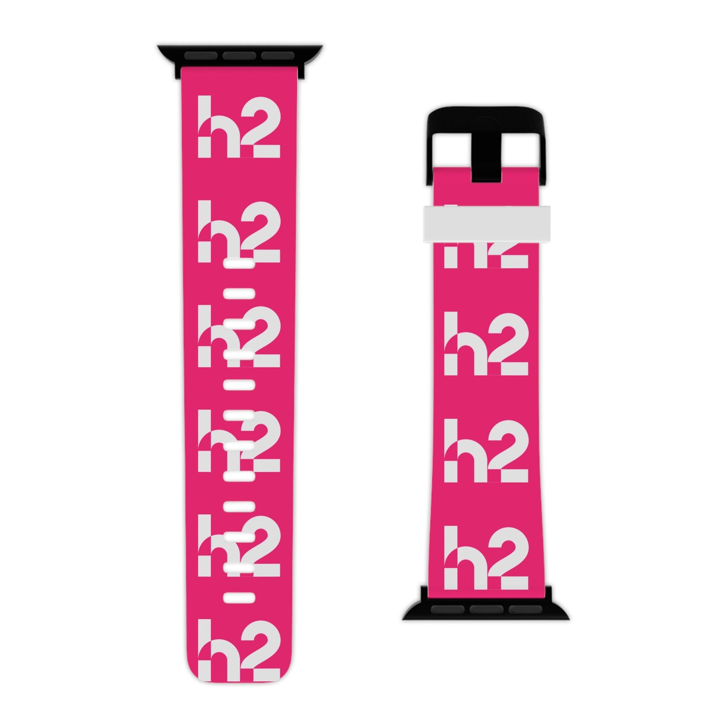 Bold Pink 'h2' Graphic Apple Watch Band — Patterned Silicone Replacement