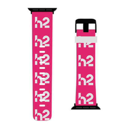 Bold Pink 'h2' Graphic Apple Watch Band — Patterned Silicone Replacement