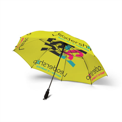 Leadership Branded Foldable Umbrella — "Leadership" Yellow Semi‑Automatic Travel Umbrella
