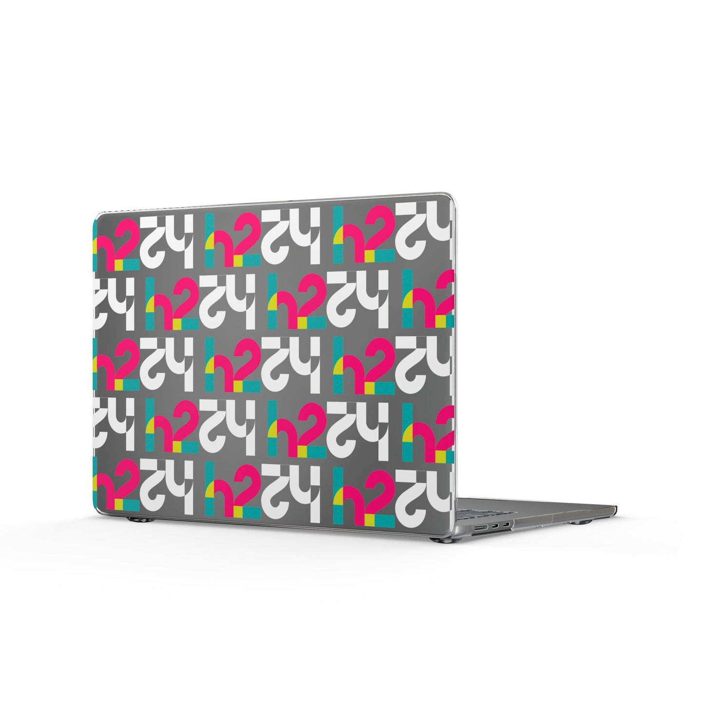 Clear MacBook Case — Retro Geometric Pattern with Colorful Question Marks