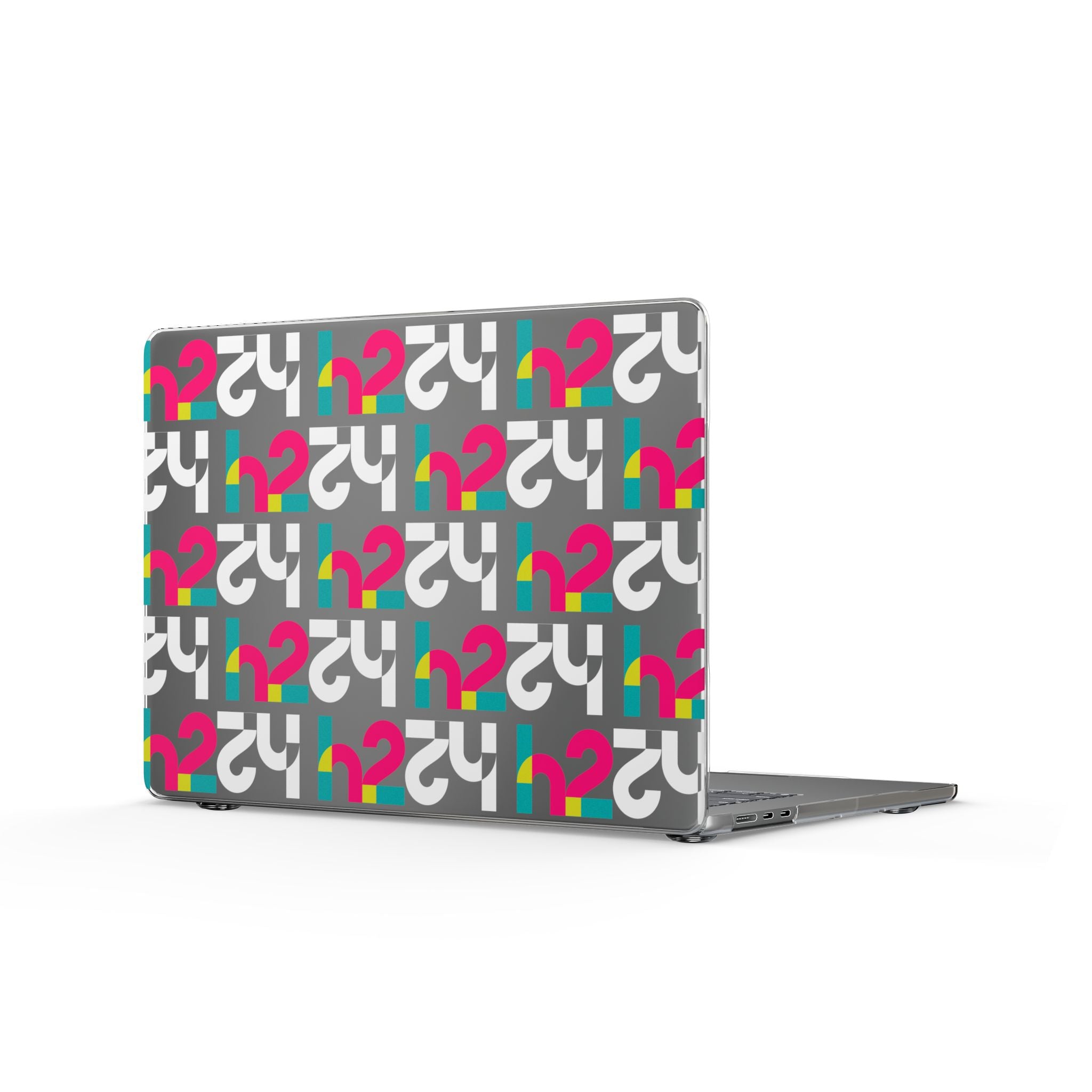 Clear MacBook Case — Retro Geometric Pattern with Colorful Question Marks