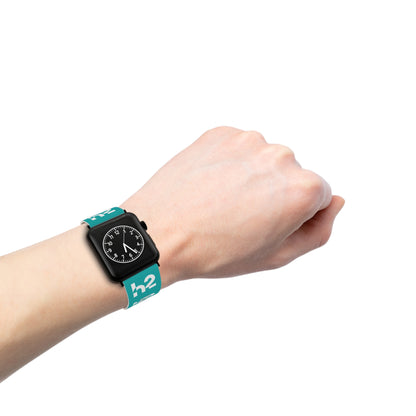 Teal H2 Pattern Apple Watch Band — Modern Water-Themed Silicone Strap