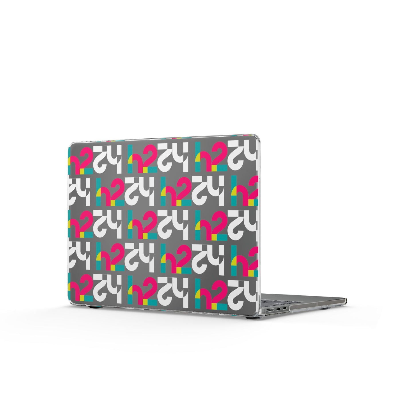 Clear MacBook Case — Retro Geometric Pattern with Colorful Question Marks