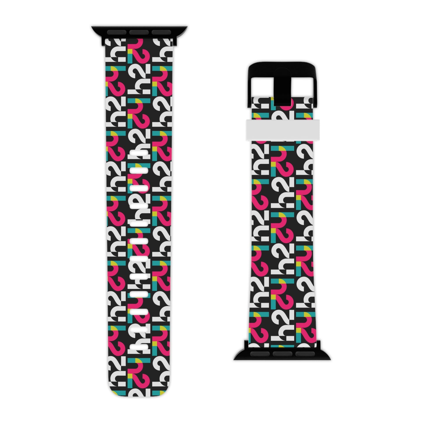 Colorful Retro Numbers Apple Watch Band — Bold Geometric Pattern