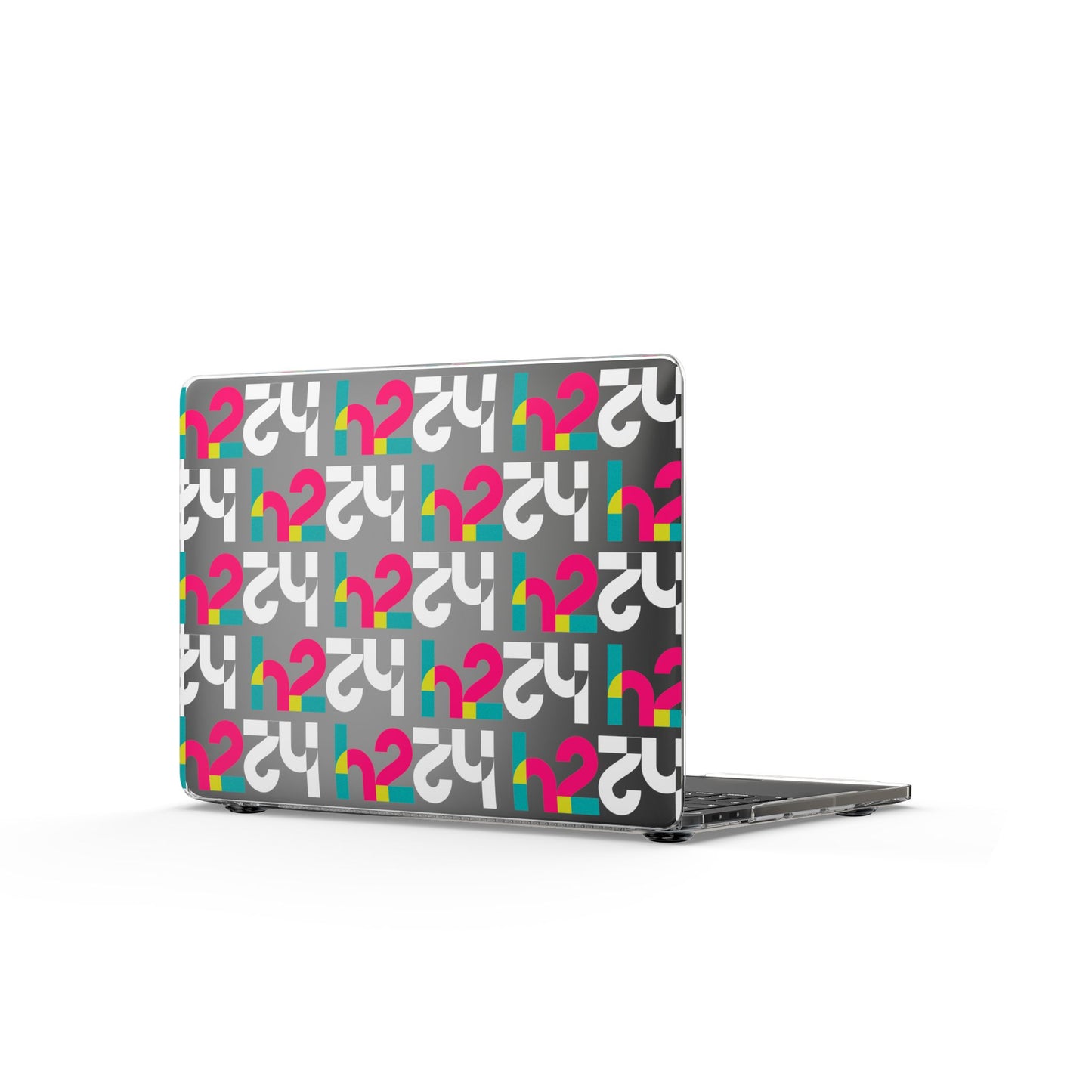 Clear MacBook Case — Retro Geometric Pattern with Colorful Question Marks