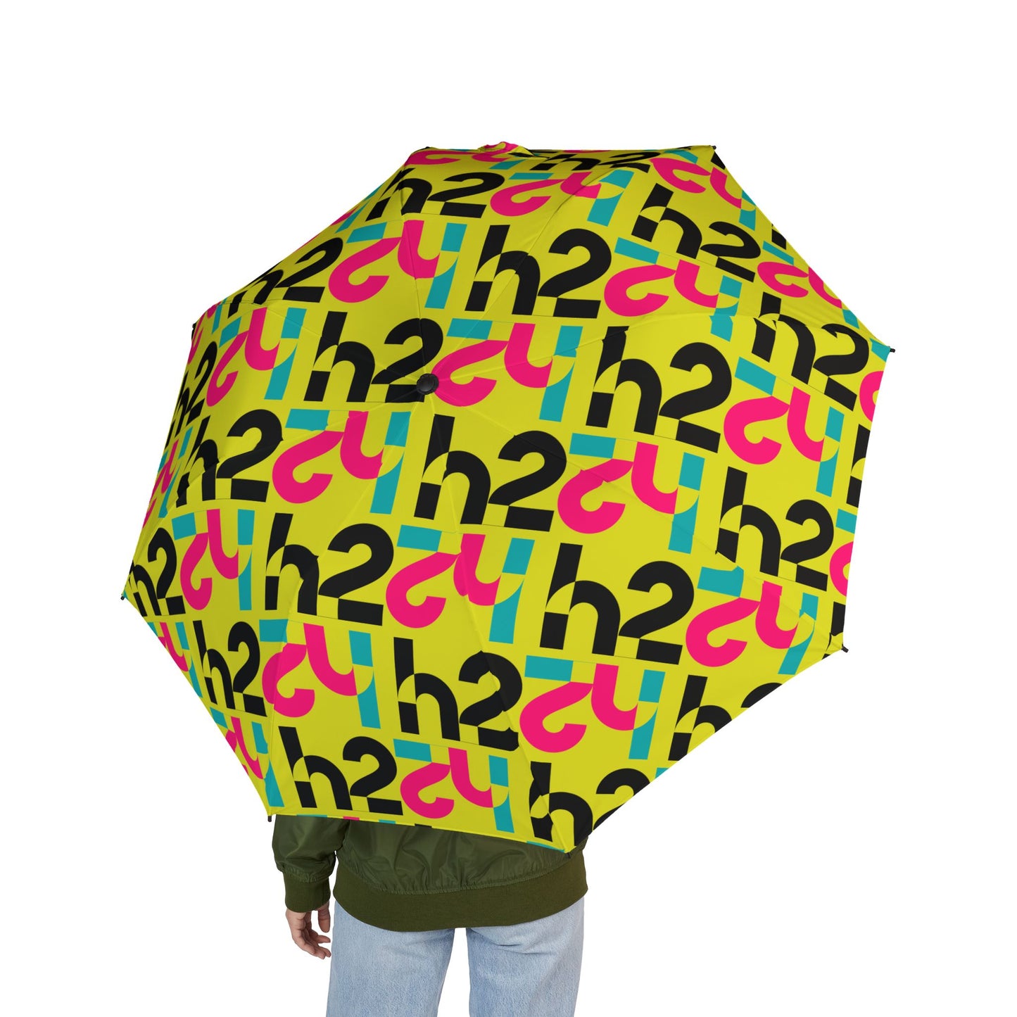 Foldable Umbrella — Bright Retro Typographic Pattern, Compact Semi-Automatic Travel Umbrella