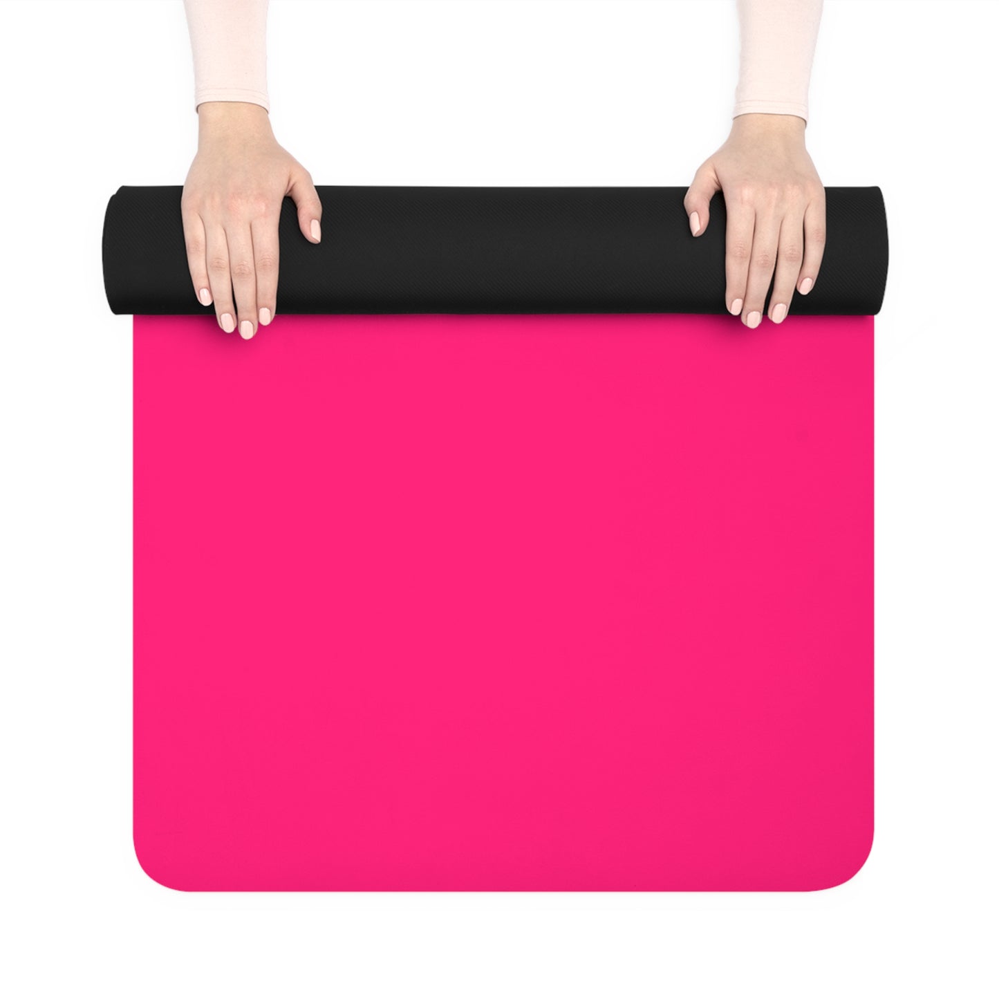 Hot Pink Rubber Yoga Mat — Bold Number Graphic, Non‑Slip Exercise Mat