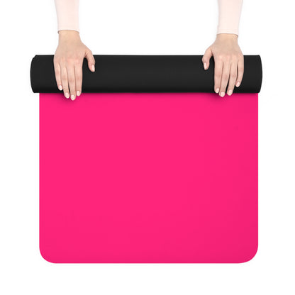 Hot Pink Rubber Yoga Mat — Bold Number Graphic, Non‑Slip Exercise Mat