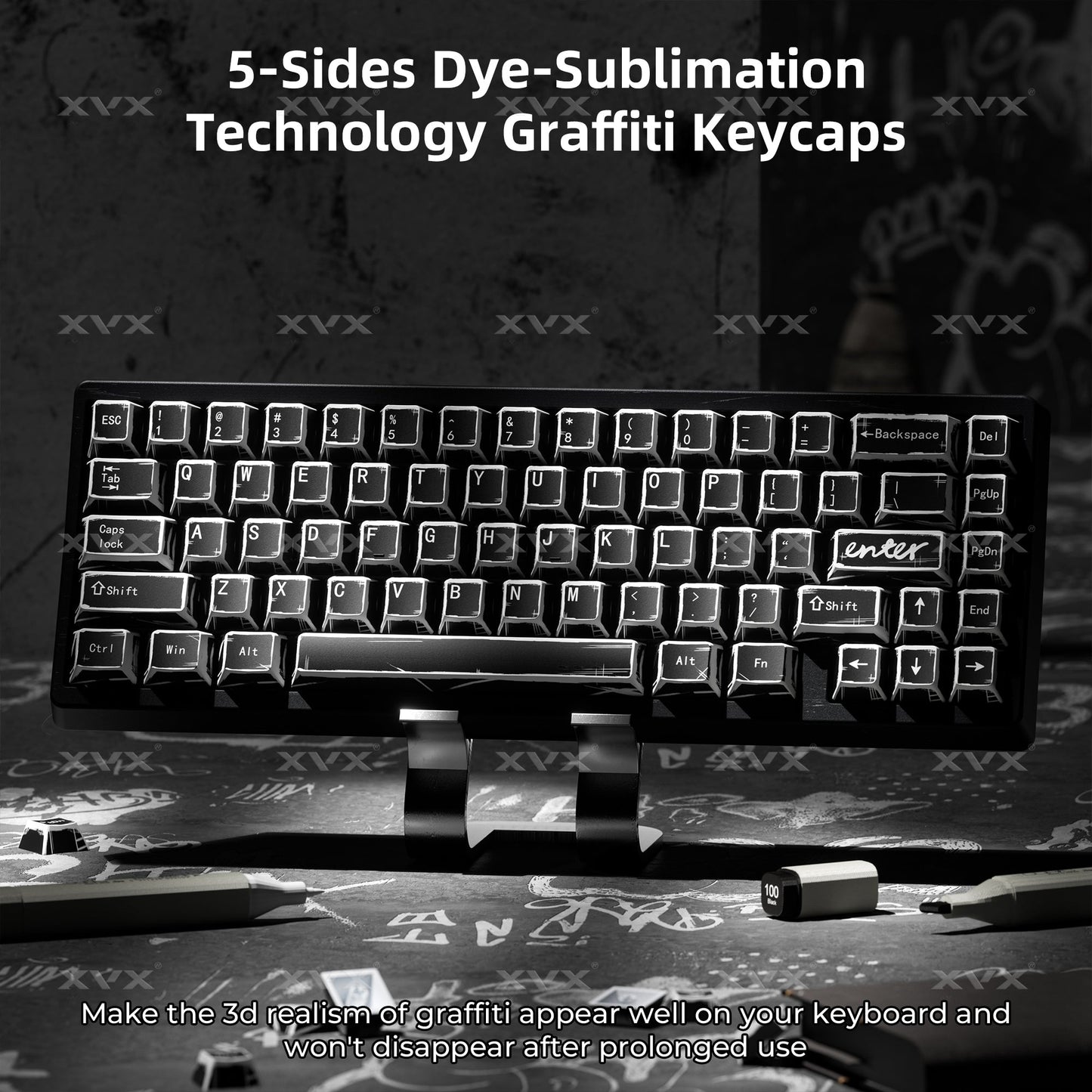 XVX Manga Theme graffiti Cherry Profile Dye-Sub PBT Keycaps
