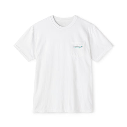 Pocket Tee — Minimal White Garment-Dyed Pocket T-Shirt with Subtle Chest Print