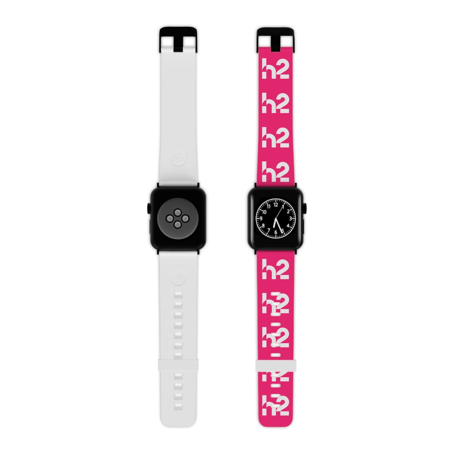 Bold Pink 'h2' Graphic Apple Watch Band — Patterned Silicone Replacement