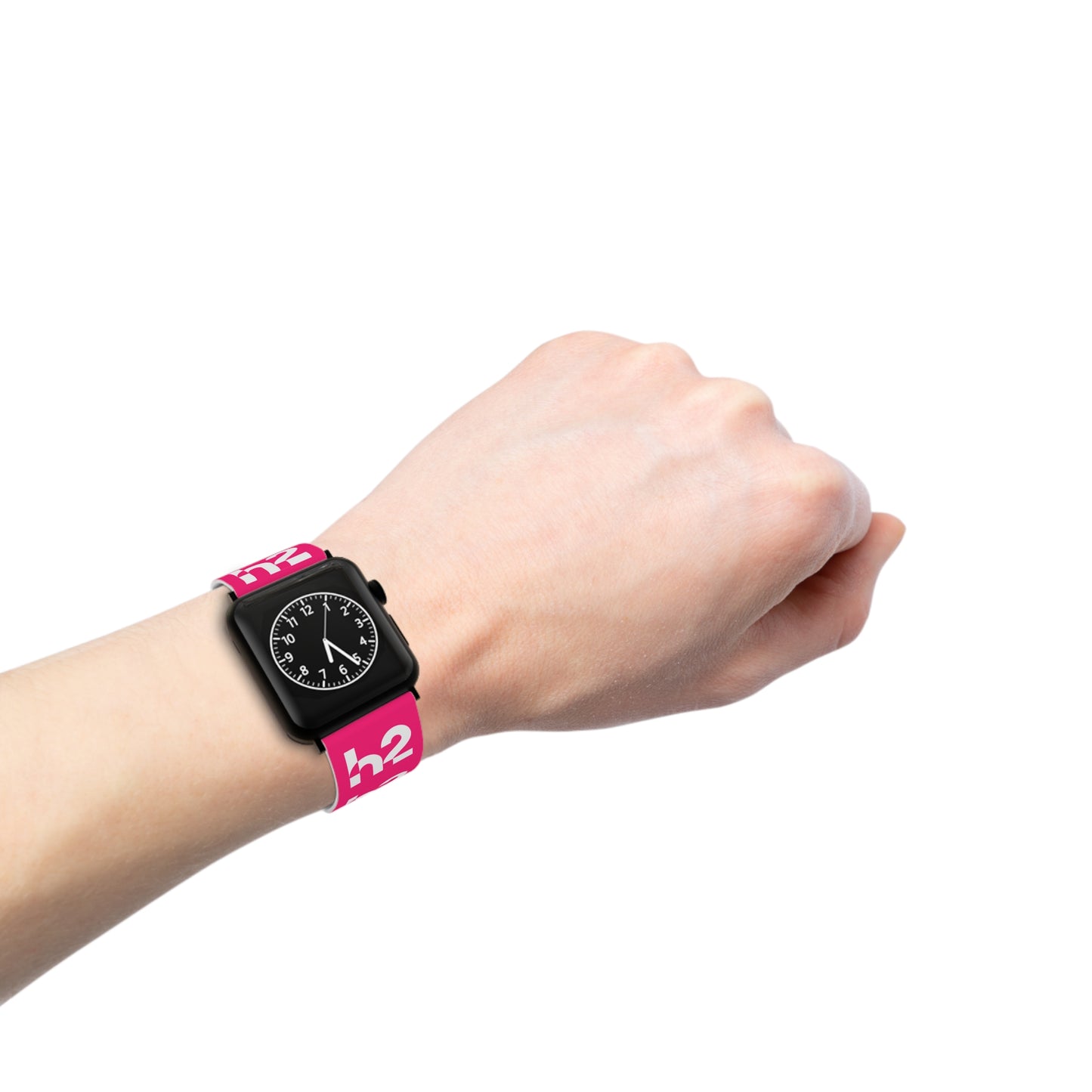 Bold Pink 'h2' Graphic Apple Watch Band — Patterned Silicone Replacement