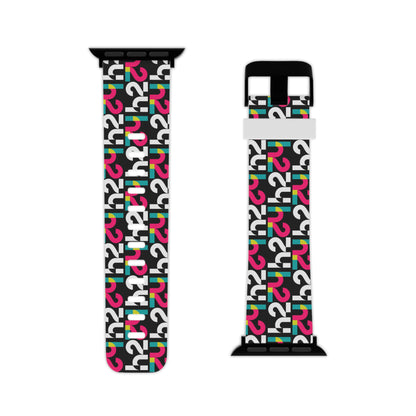 Colorful Retro Numbers Apple Watch Band — Bold Geometric Pattern