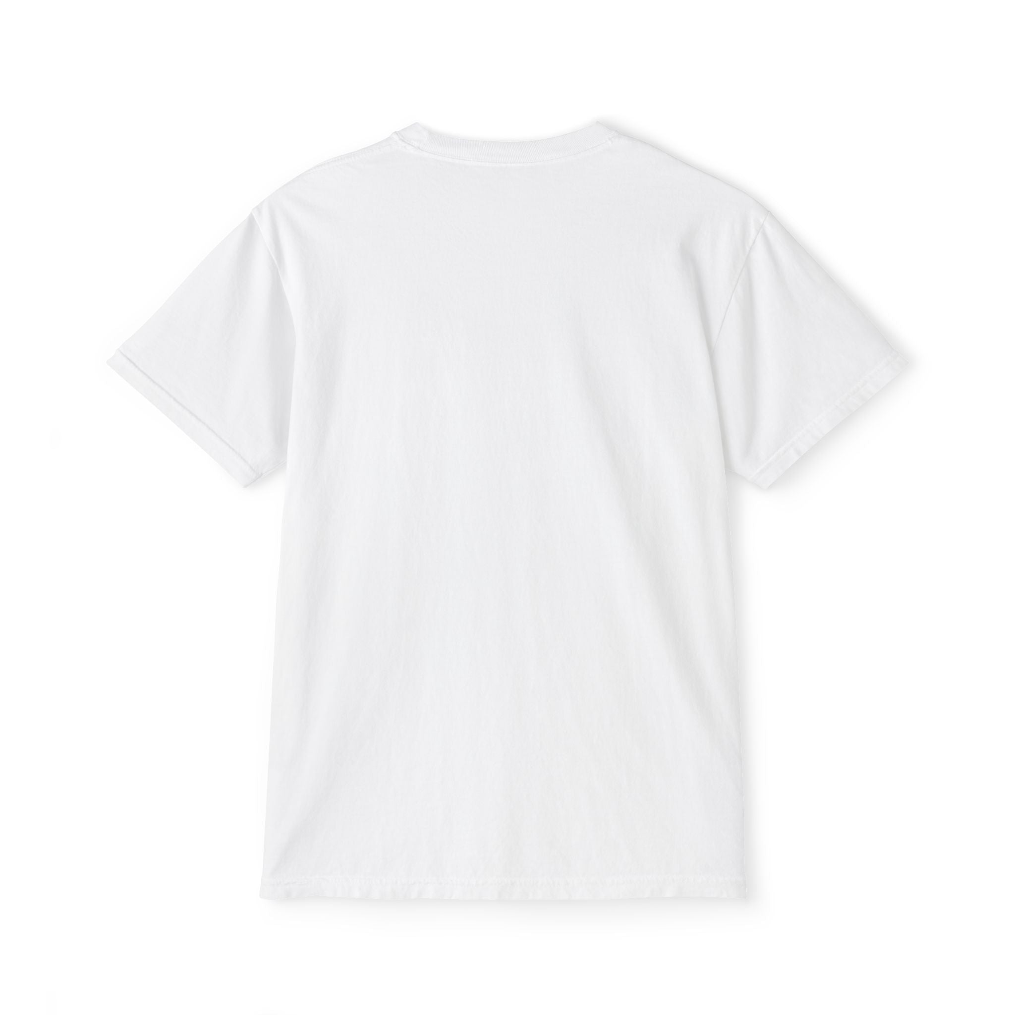 Pocket Tee — Minimal White Garment-Dyed Pocket T-Shirt with Subtle Chest Print