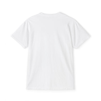 Pocket Tee — Minimal White Garment-Dyed Pocket T-Shirt with Subtle Chest Print