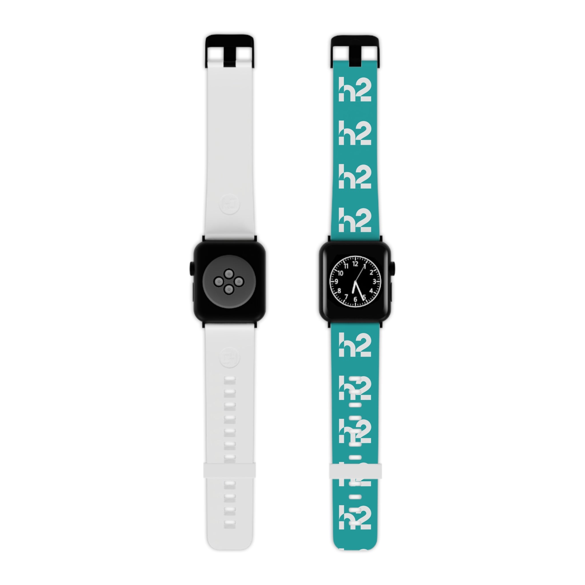 Teal H2 Pattern Apple Watch Band — Modern Water-Themed Silicone Strap