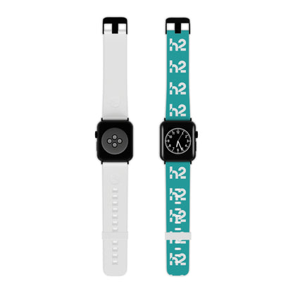 Teal H2 Pattern Apple Watch Band — Modern Water-Themed Silicone Strap