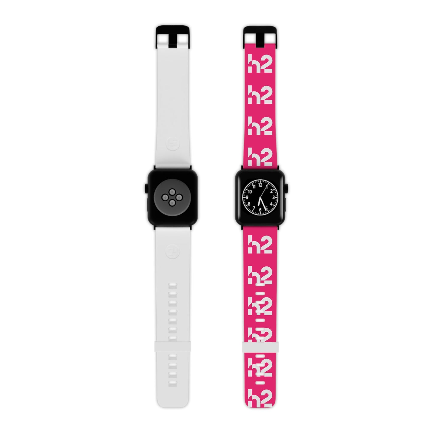 Bold Pink 'h2' Graphic Apple Watch Band — Patterned Silicone Replacement