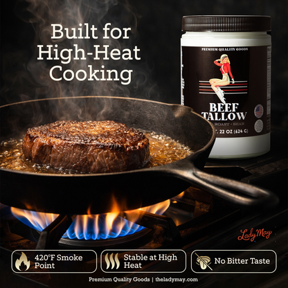 22oz Premium Grass-Fed Beef Tallow | Restaurant-Proven Cooking Fat | Seed Oil-Free